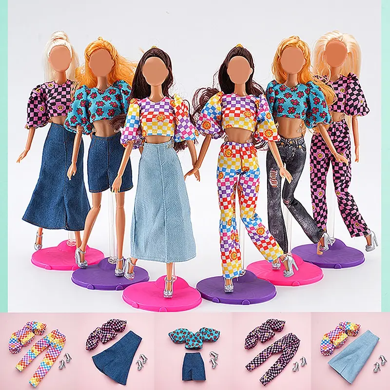 

2Pcs/Set 30cm Fashion Doll Clothes Fashion Two-piece Suit Shirt Skirt Pants Doll Dress Up Accessories