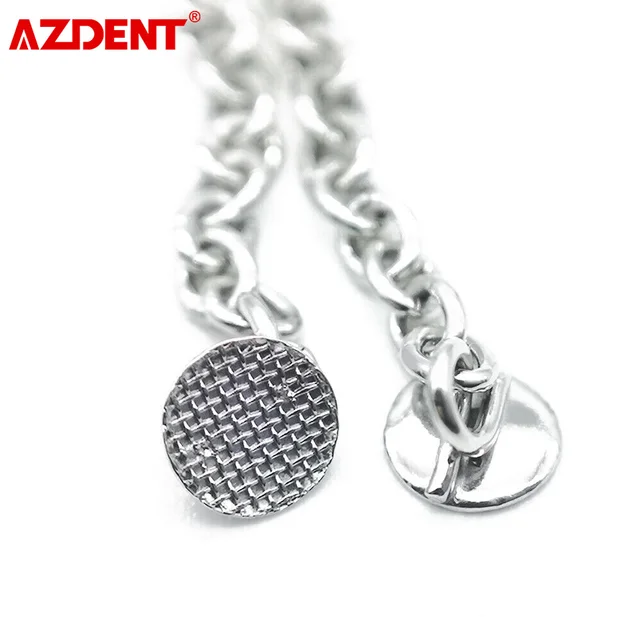 2PCS/Pack AZDENT Dental Orthodontic Traction Button Chain Round Base Golden Silver