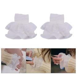 Women Fairy Flared Organ Pleated Ruffled False Lace Cuffs Elegant Wristband Detachable Autumn Winter Sweater Decorative Sleeves