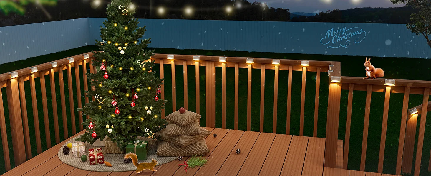 Waterproof Solar Deck Lights for Outdoor, Solar LED Lights for Deck, Step, Raili