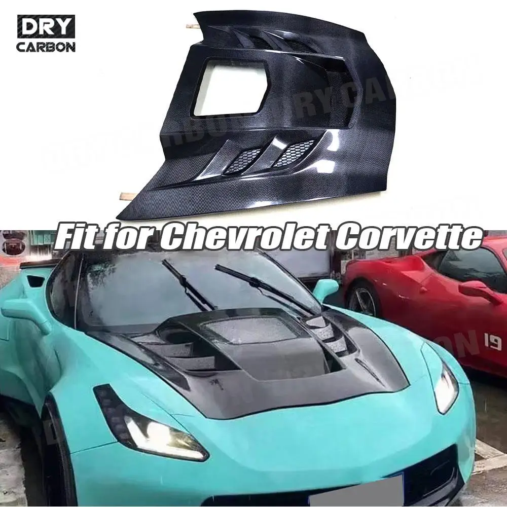 

Кованое углеродное волокно, передний капот двигателя, крышка капота для Chevrolet Corvette C7 2014-2018, Автомобильный капот, Стайлинг автомобиля