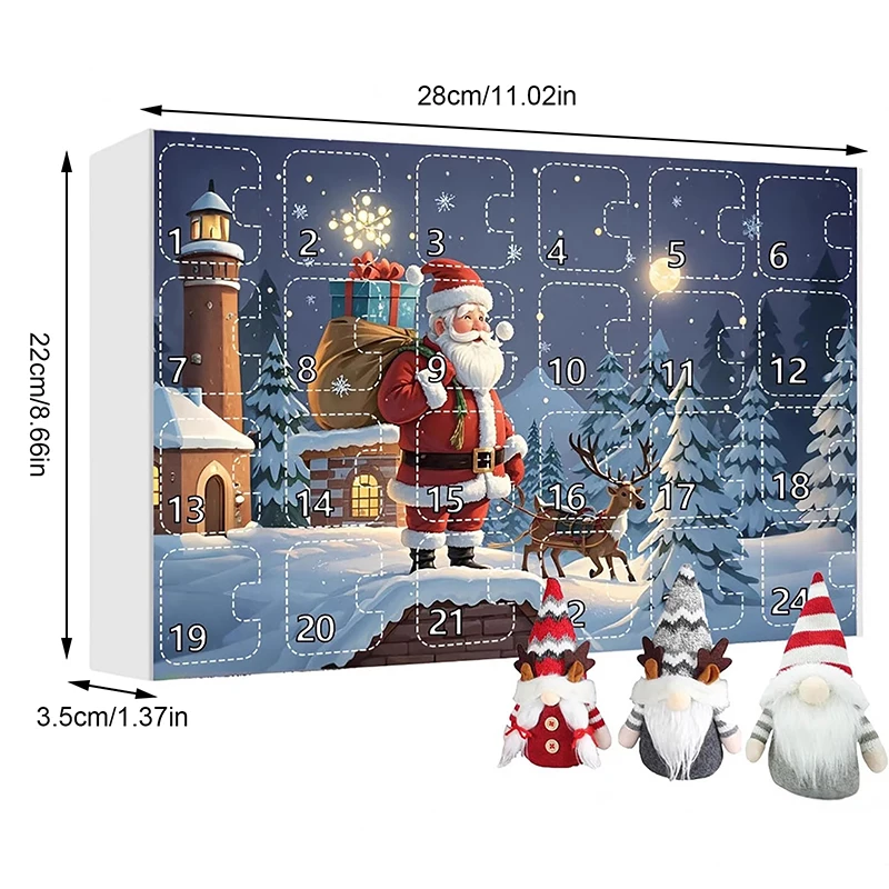 Christmas Gnome Countdown Calendar Xmas Advent Calendar Blind Box With Collectible Plush Doll Toy