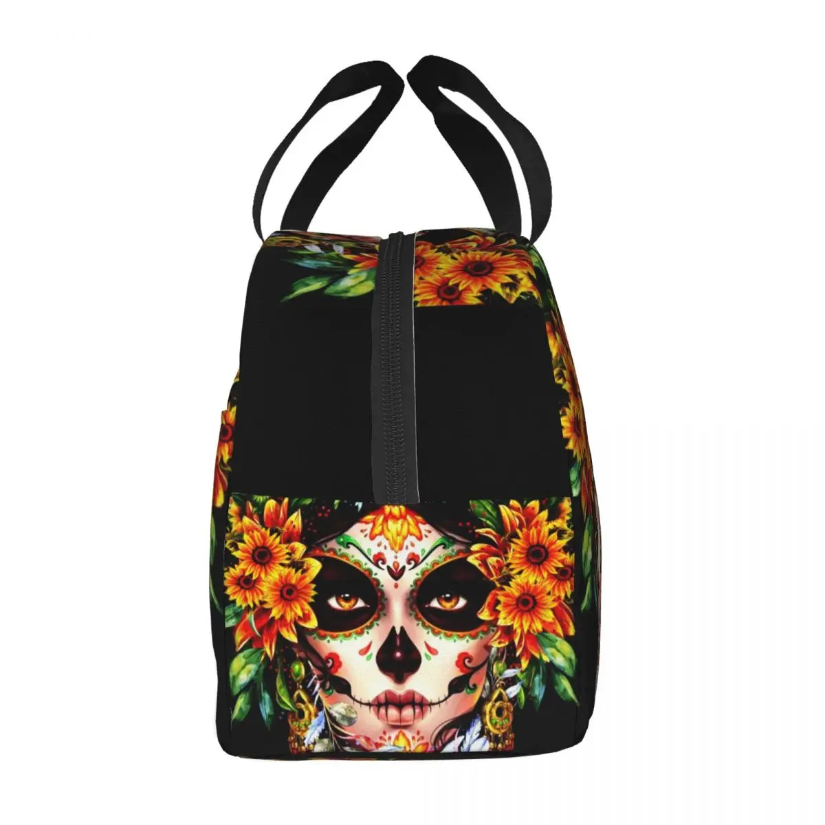 Halloween Catrina Sugar Skull Insulated Lunch Bag for Camping Day Of The Dead Mexican Lady Cooler Thermal Lunch Box Women Kids
