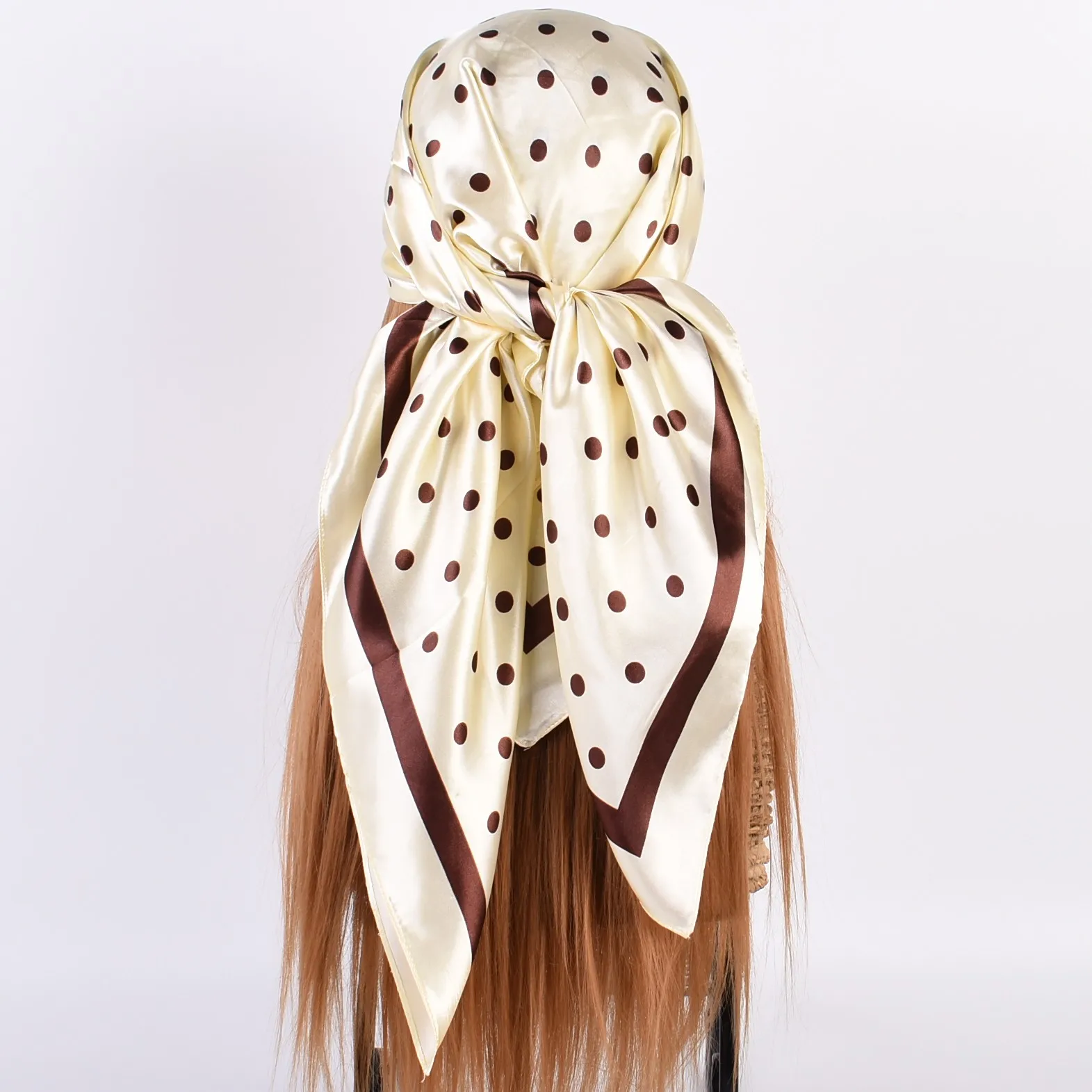 Summer new fashionable temperament wavelet dot 90CM large square scarf printed with fashionable square silk 3