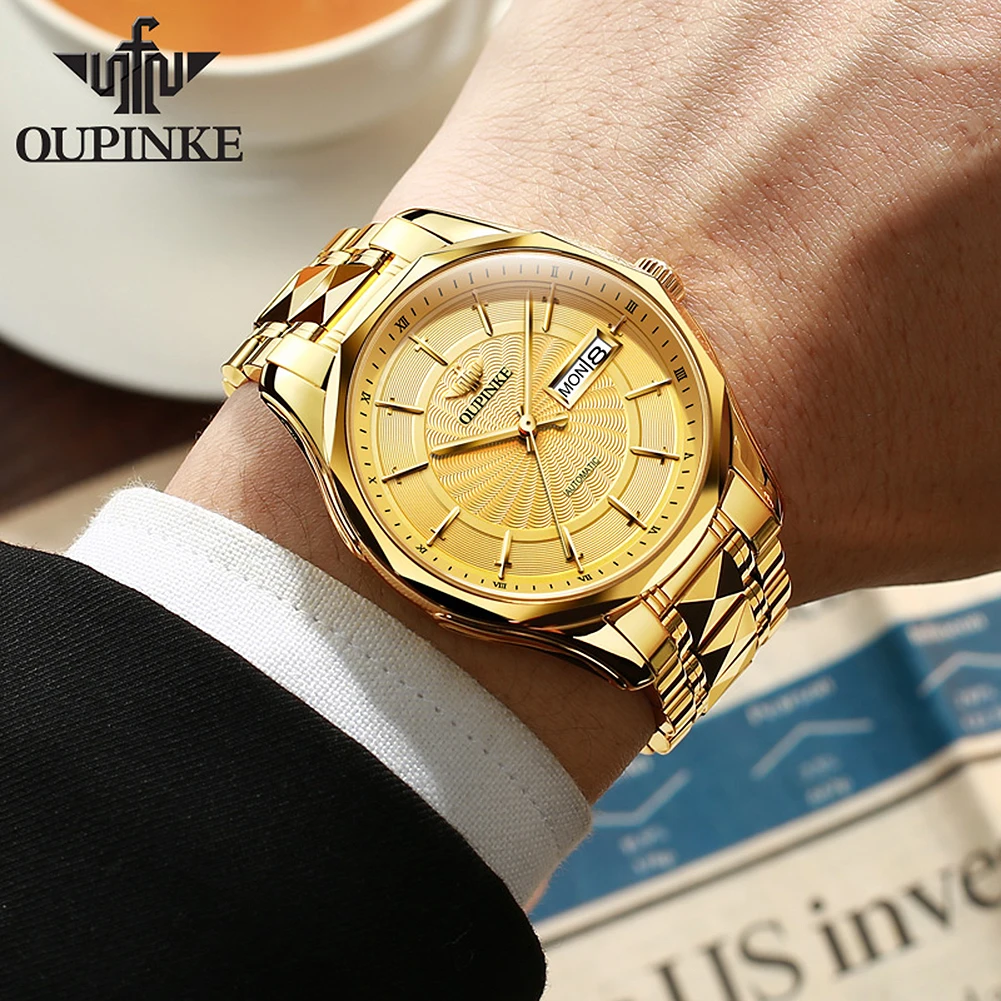 OUPINKE 3172 Men's Watches Dual Calendar Luxury Original Business Watches For Man Japan Automatic Mechanical Wristwatches Man