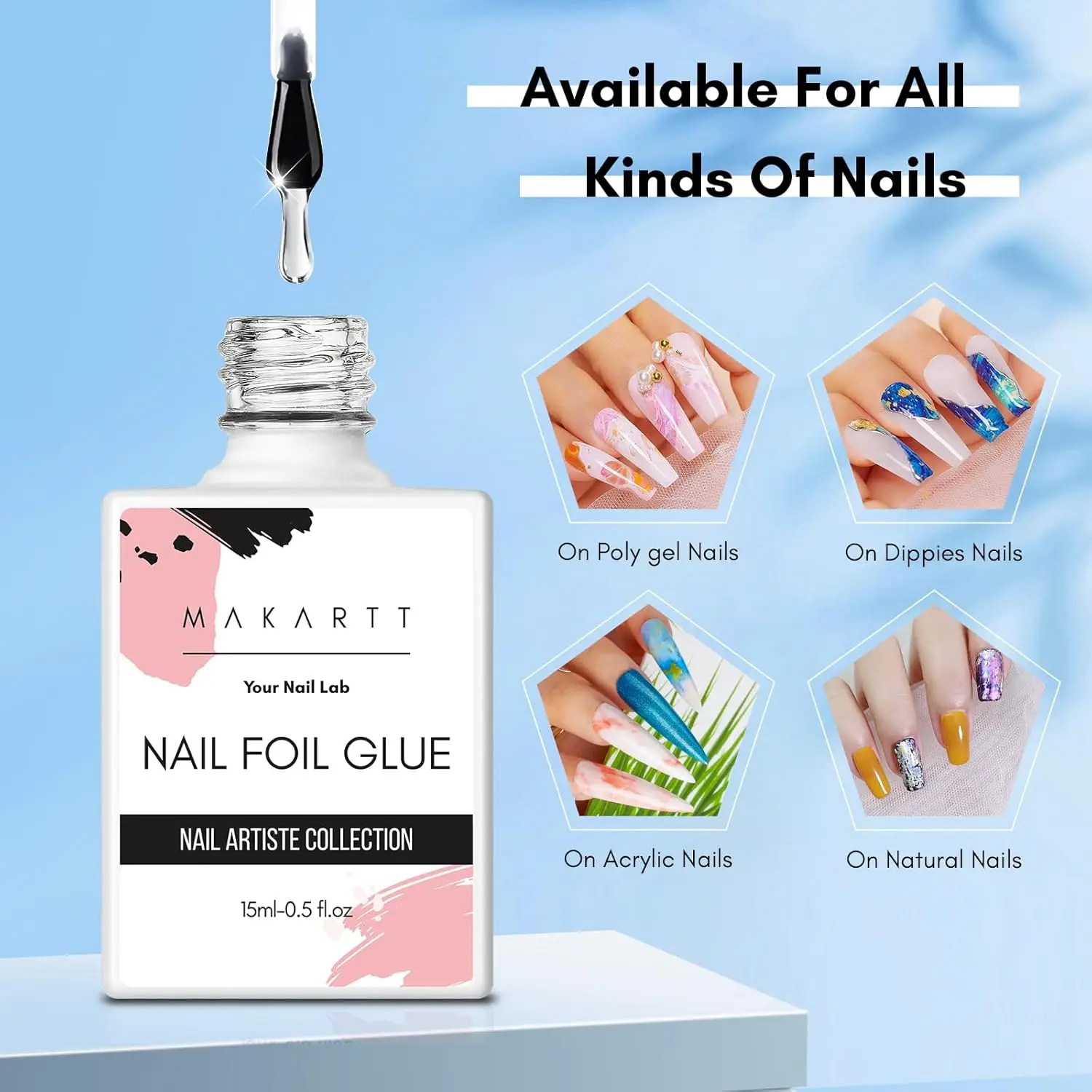 Makartt Nail Foil Glue Gel for Nail, Foil Gel Transfer for Nails Art Stickers Strong Adhesion Foil Transfer Gel Soak Off Salon 2