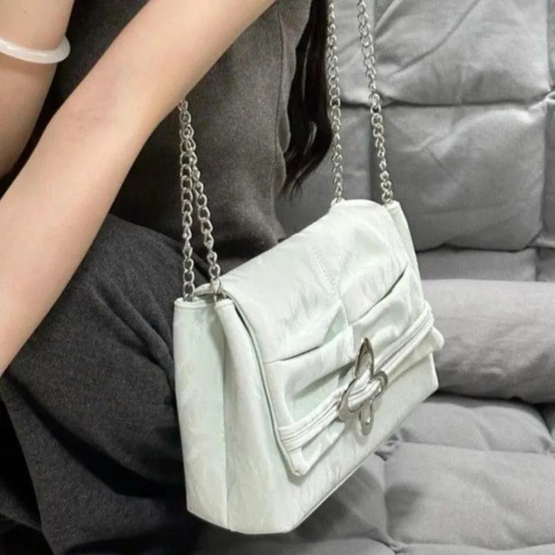 Sweet Cute Butterfly Tote Bag Women Chain Crinkle Large Capacity Shoulder Bags Ladies Gentle Casual Versatile Crossbody Bag 2025