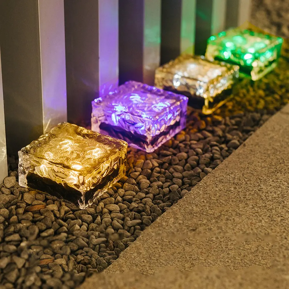 Description Picture 6 of item4PCS Solar LED Ice Brick Light Imitation Glass Outdoor Courtyard Floor Lamp Garden Landscape Decor Colorful Underground Light