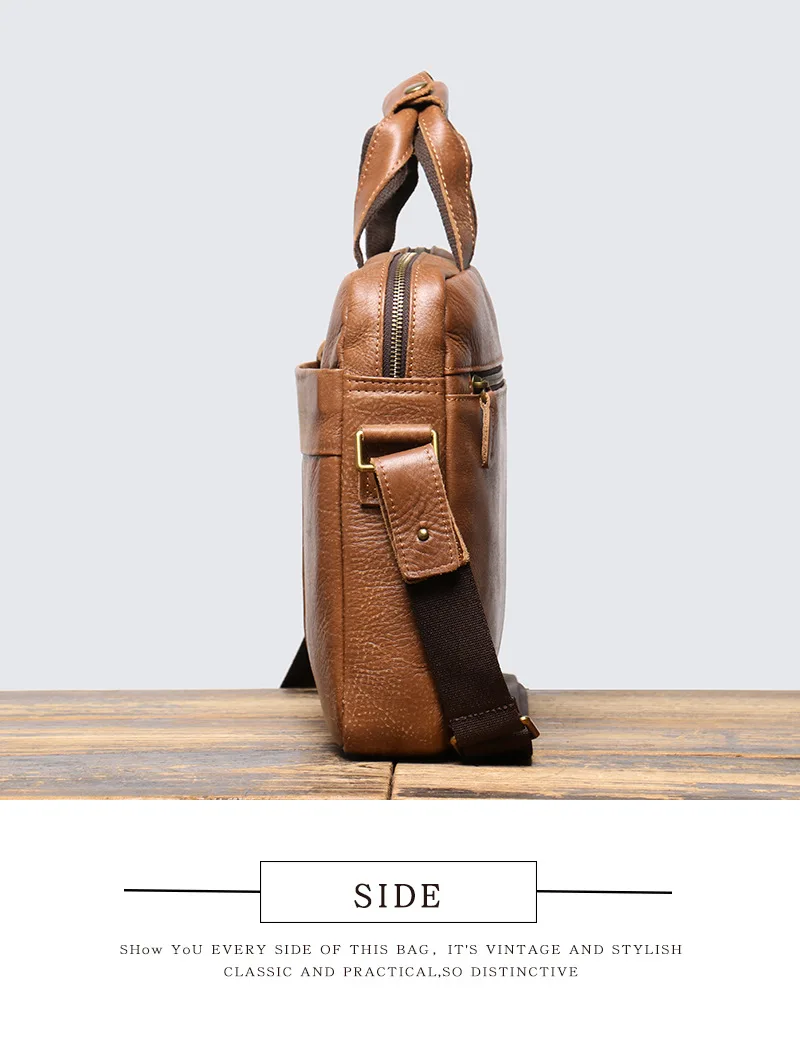 Vintage Men's Leather Messenger Bag Cowhide Briefcase Shoulder Crossbody Laptop Bag