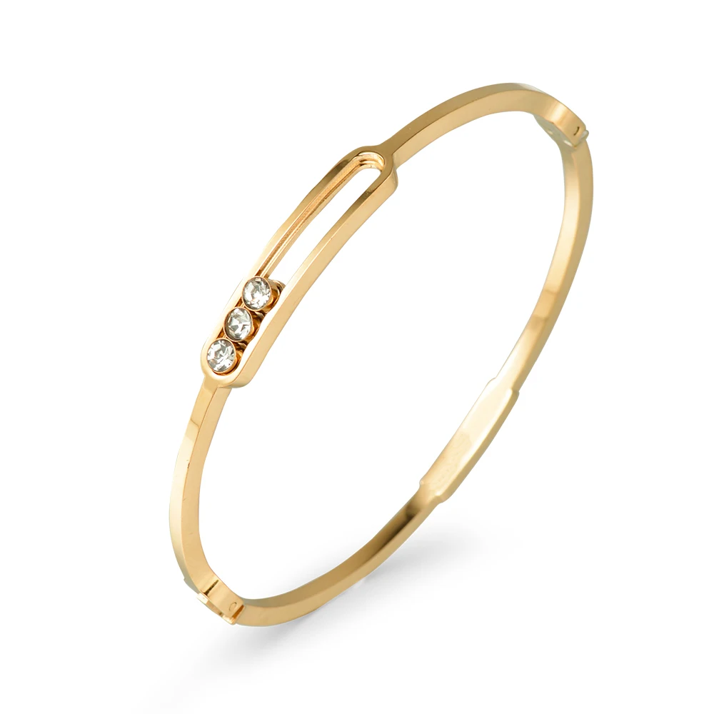 Popular classic women's stainless steel 18k gold bracelet sliding set diamond bracelet