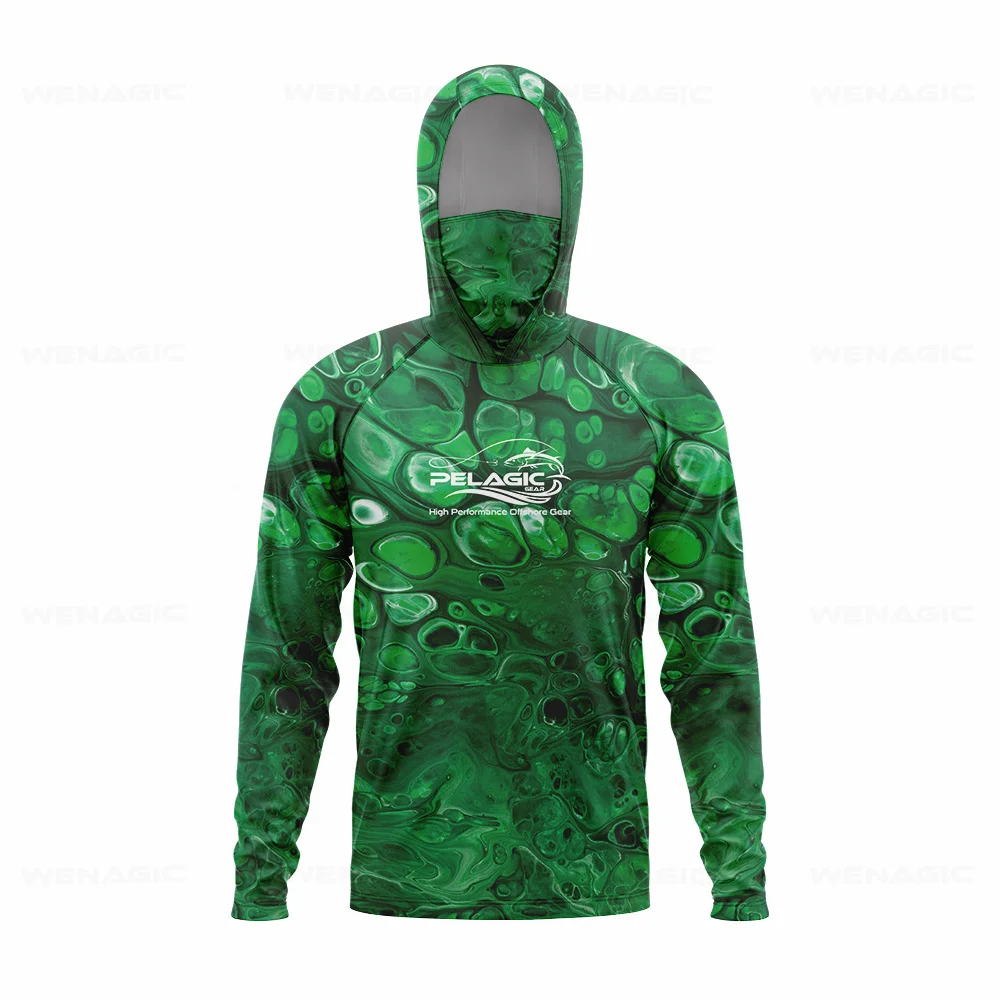 Men Hood Fishing Shirt long sleeve Fishing clothing Fishing t shirt uv protection Apparel