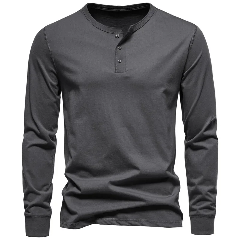 

2023 Autumn/Winter New Men's Fashion Casual Long Sleeved T-shirt Solid Color Bottom