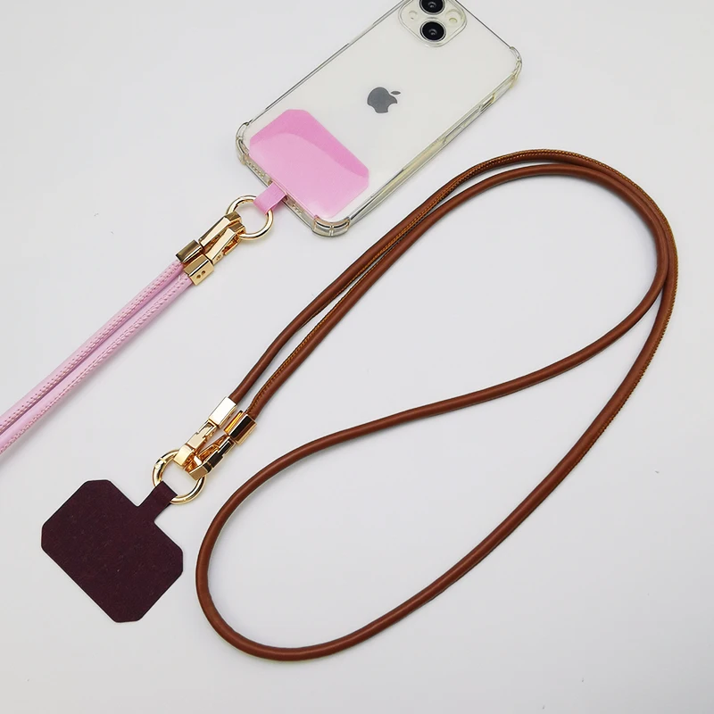 Mobile Phone Lanyard Diagonal Leather Long Chain Fashion Pendant Pendant Diagonal Leather Belt Rear Phone Shell Antiloss Lanyard