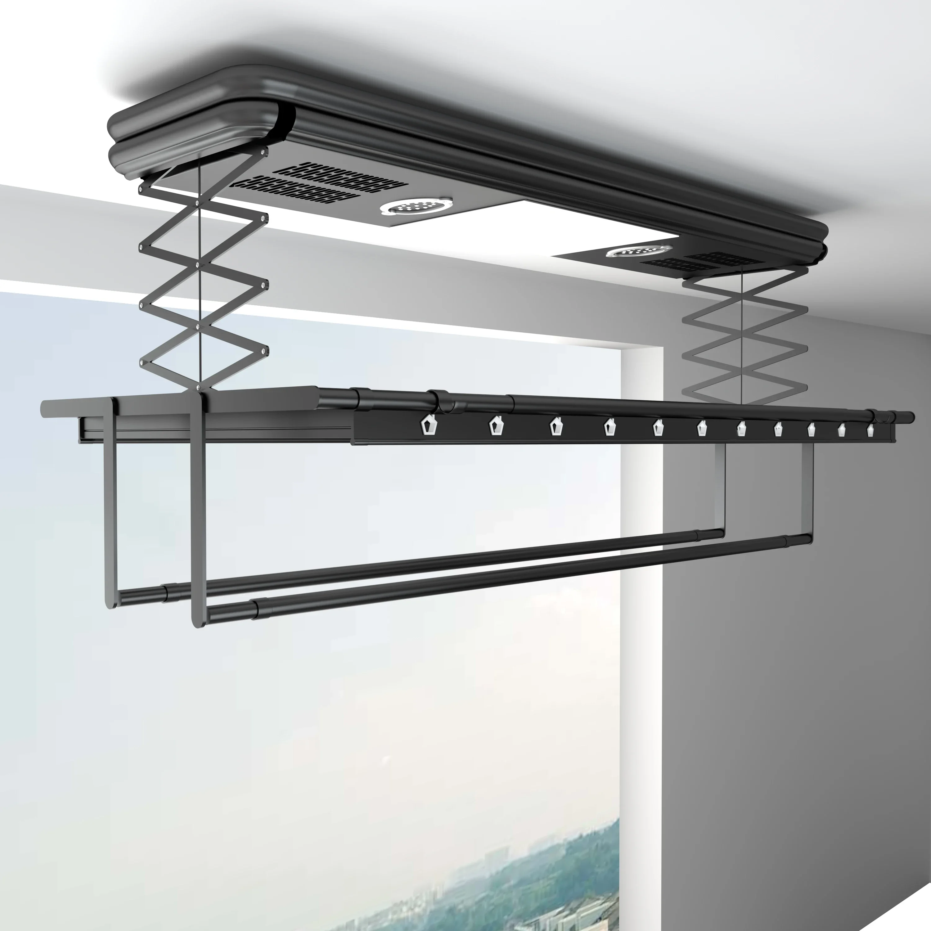Electric clothes drying rack indoor balcony intelligent remote control automatic lifting clothes drying rod folding dryi