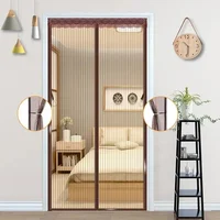 Heavy Duty Magnetic Screen Door Mesh Curtain Mosquito Net Bug Hands Free Partition Mute Striped Door Curtain Bedroom Ventilation 3