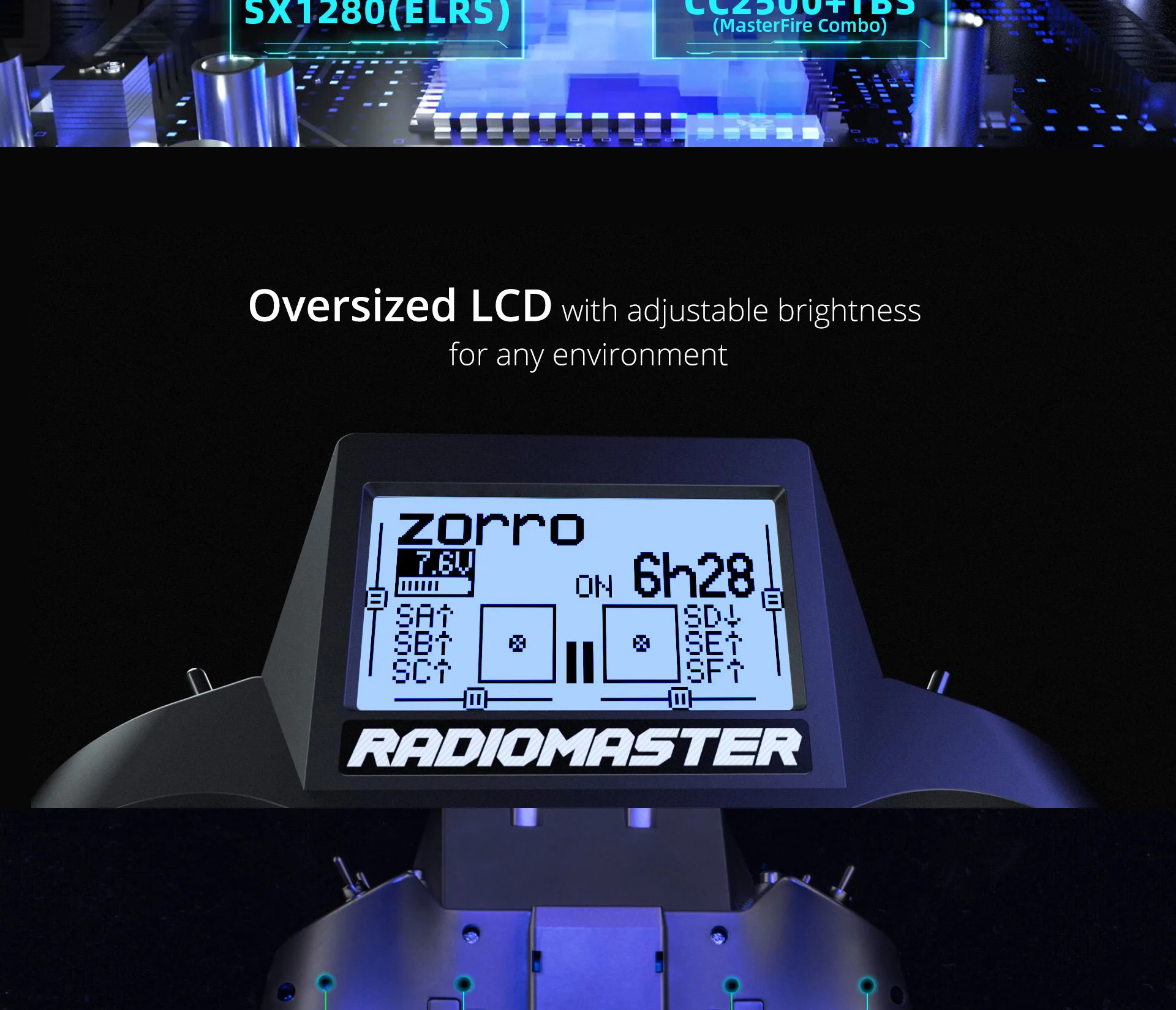 New RadioMaster ZORRO High-Frequency Hall Handle Radio Control Multi-protocol JP4in1 CC2500 ELRS Starter Set 19 Gebutio SX128U(ELRS) (MasterFire Combo