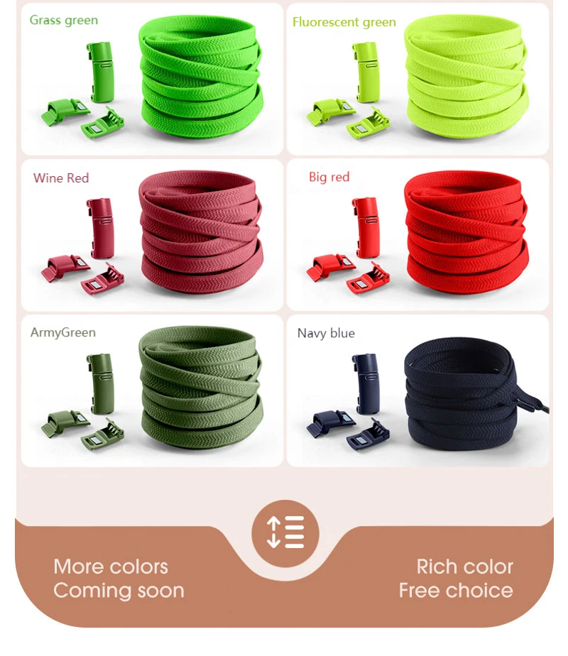 Bunte magnetische Schnürsenkel ohne Schnürsenkel, elastische Schnürsenkel für Sneaker, Schnürsenkel ohne Binden, flache Schnürsenkel für Kinder und Erwachsene, Gummibänder – Detail 15