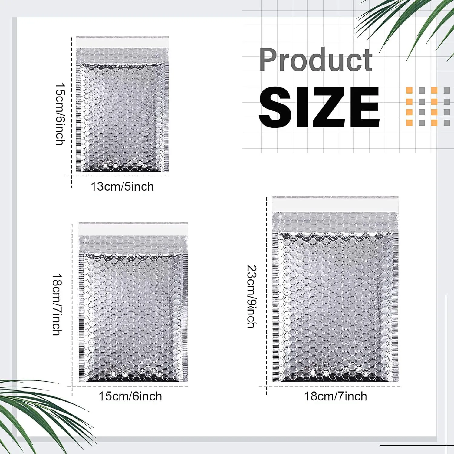 50 قطعة مغلف فقاعة فضية لوازم التعبئة والتغليف الش...