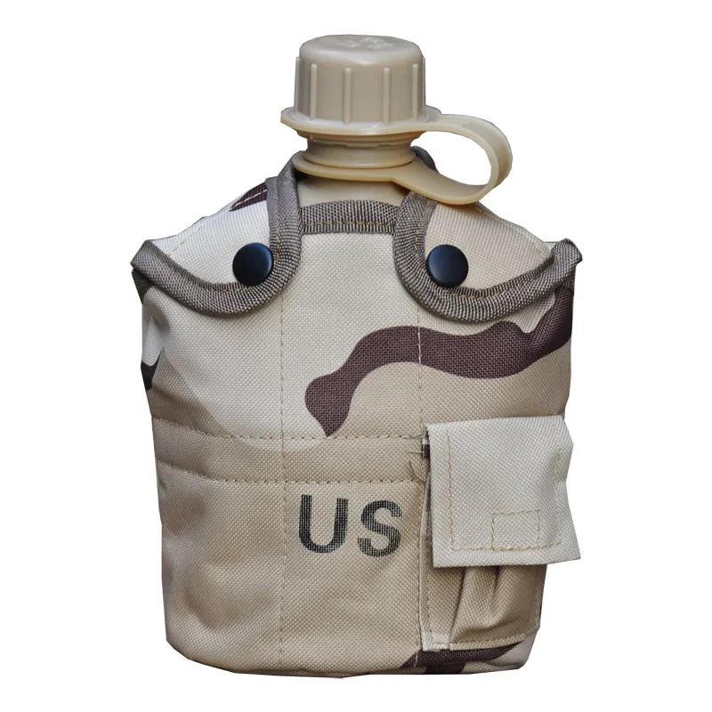 Outdoor Camouflage Water Bottle Water Canteen Kettle with Pouch Cup Set for Camping Hiking Backpacking Cup 1L