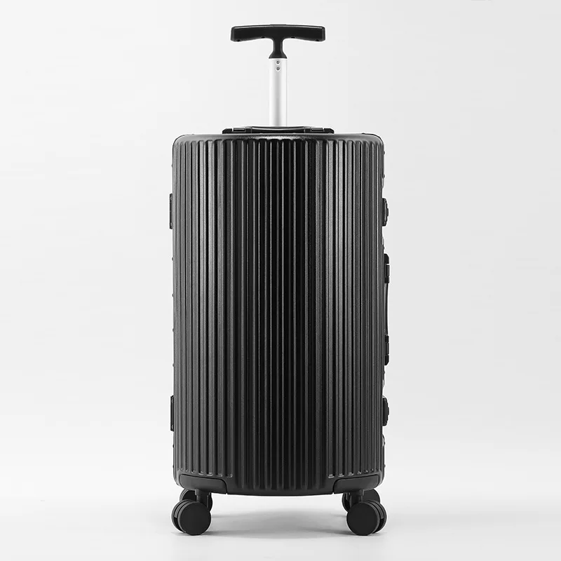 PLUENLI Women's Luggage Trolley Case Aluminum Frame Universal Wheel Cylinder Leather Case Password Luggage