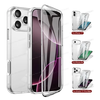 360 Protezione posteriore per schermo Custodia per telefono completamente trasparente per iPhone 17 16 Pro Max Air 16e 11 12 13 14 15 Pro Max 16 Plus Cover antiurto