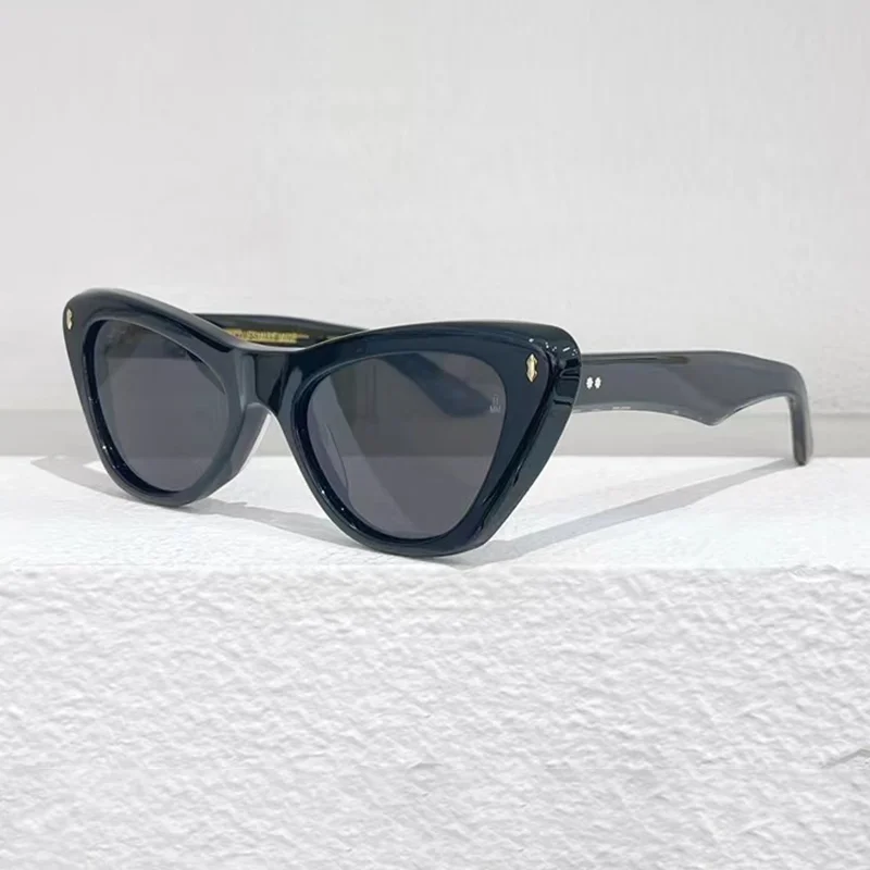 Jacques KELLYI 시리즈 라이트 럭셔리 앰버 브라운 컬러 선글라스, 고양이 눈 디자인, 여성용 수제 8.0mm 아세테이트 태양광 안경