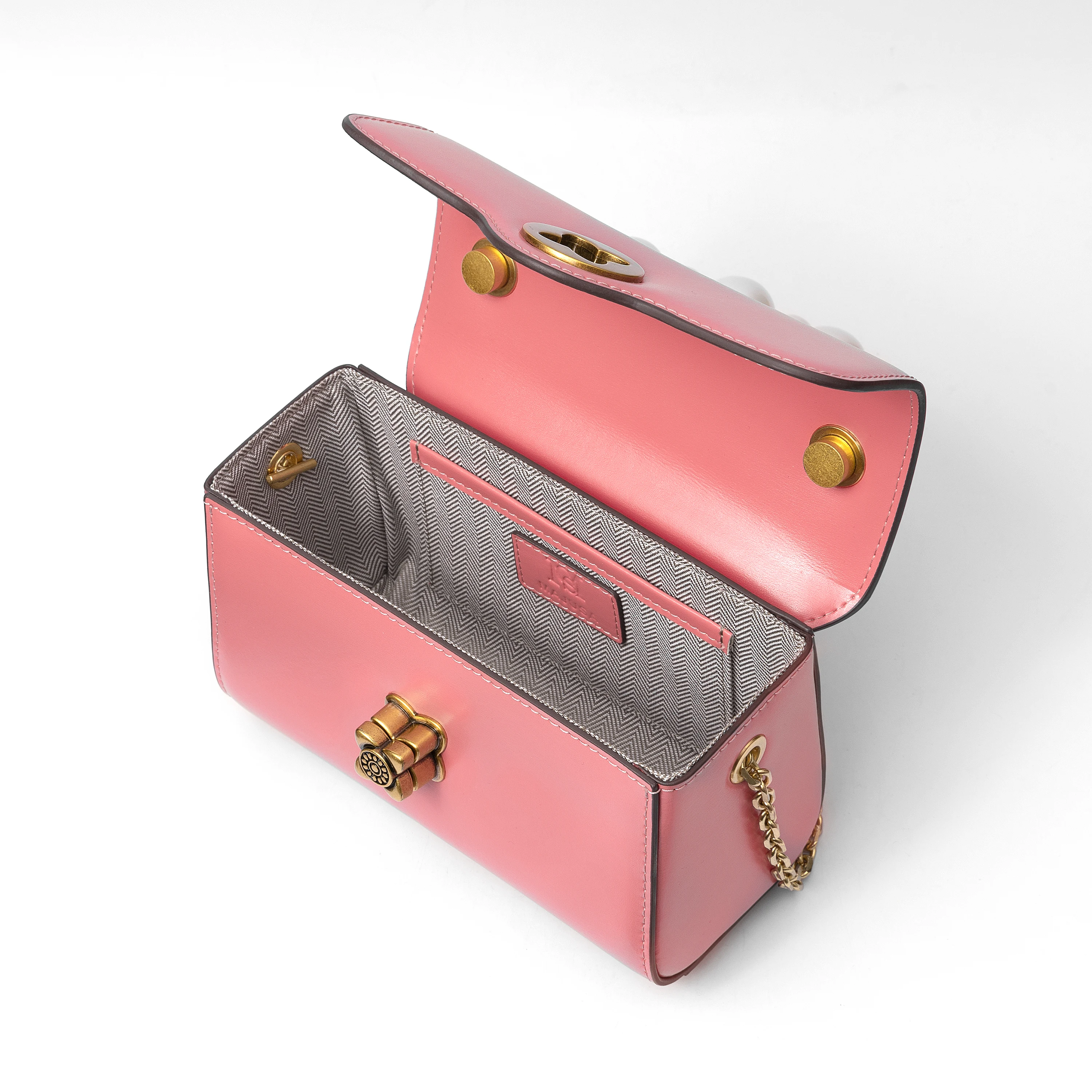 Lady Luxury Tote Bag Retro Tofu Small Square Beads Shoulder Bag Messenger Female Cowhide Leather Flap Handbag 2022