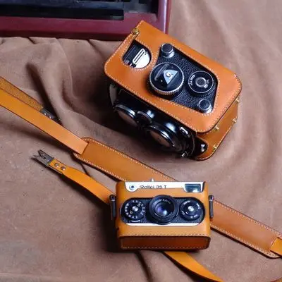 Custodia Protettiva Per Fotocamera In Vera Pelle Di Vacchetta Per Fotocamera Da Lavoro Manuale Per Rollei 3.5F Rolleiflex 2.8F Custodia Protettiva Per
