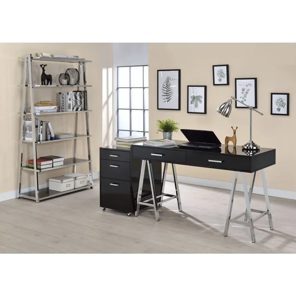 Computer Sit Stand Up Desk, Modern Look While Providing Reliable Stability ,Chrome 2-Drawer Writing Deskit Offers 6