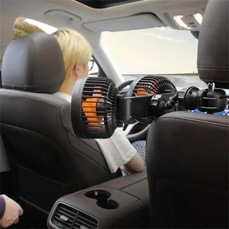 

Dual Head Portable Universal Efficient Durable Convenient Adjustable Speed Ventilation Fan Compact Size Car Fan Auto Cooling