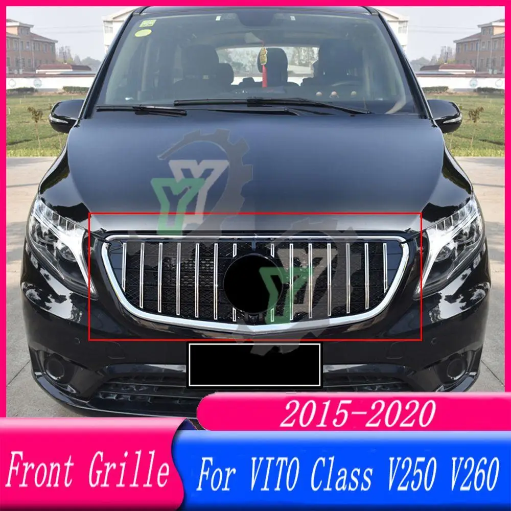 

2015-2020 Front Grille For Ben VITO Class Diamond Grille Black Silver for V260 V250 Front Bumper Racing Grill for Vito GT Style