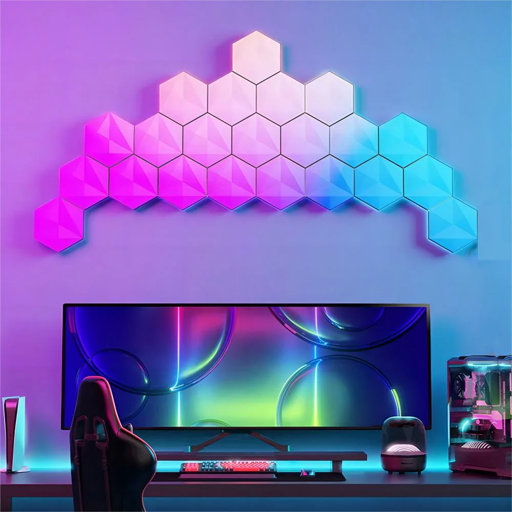 Aurevita Hexagon Ld Lot De 10 Panneaux Muraux Hexagonaux LED