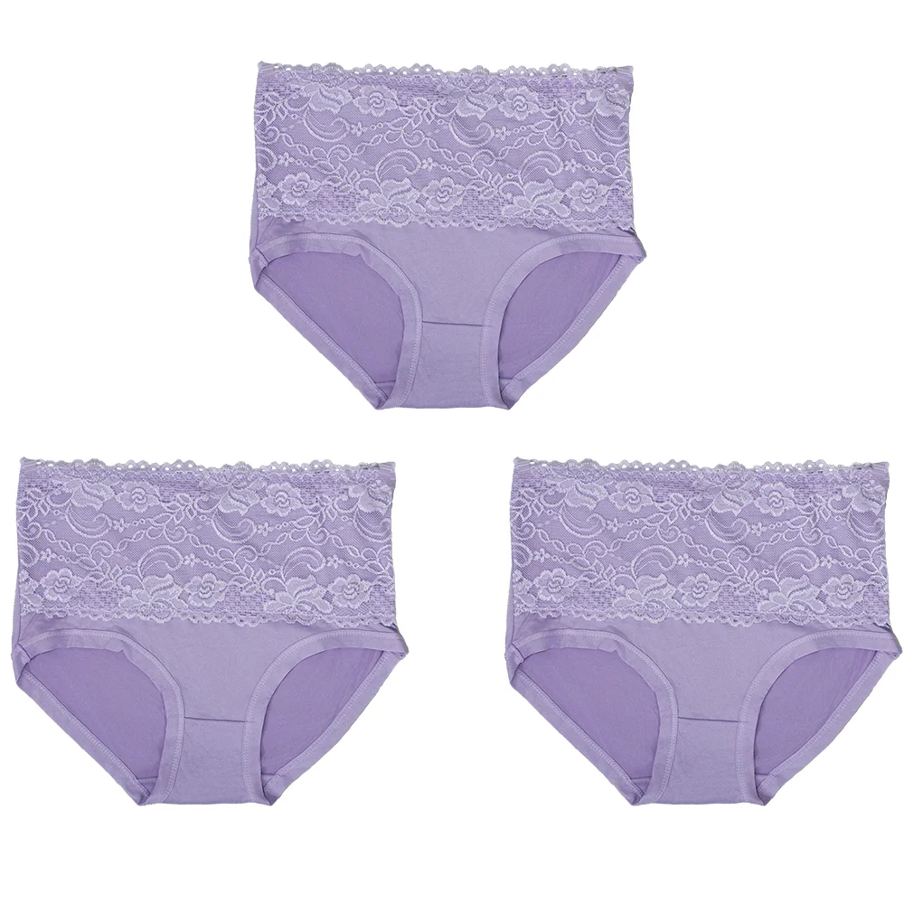 3Pcs Women's Panties Lace Triangle Panties Woman High Waist Plus Fat Plus Size Soft Comfortable and Breathable Female Underwear