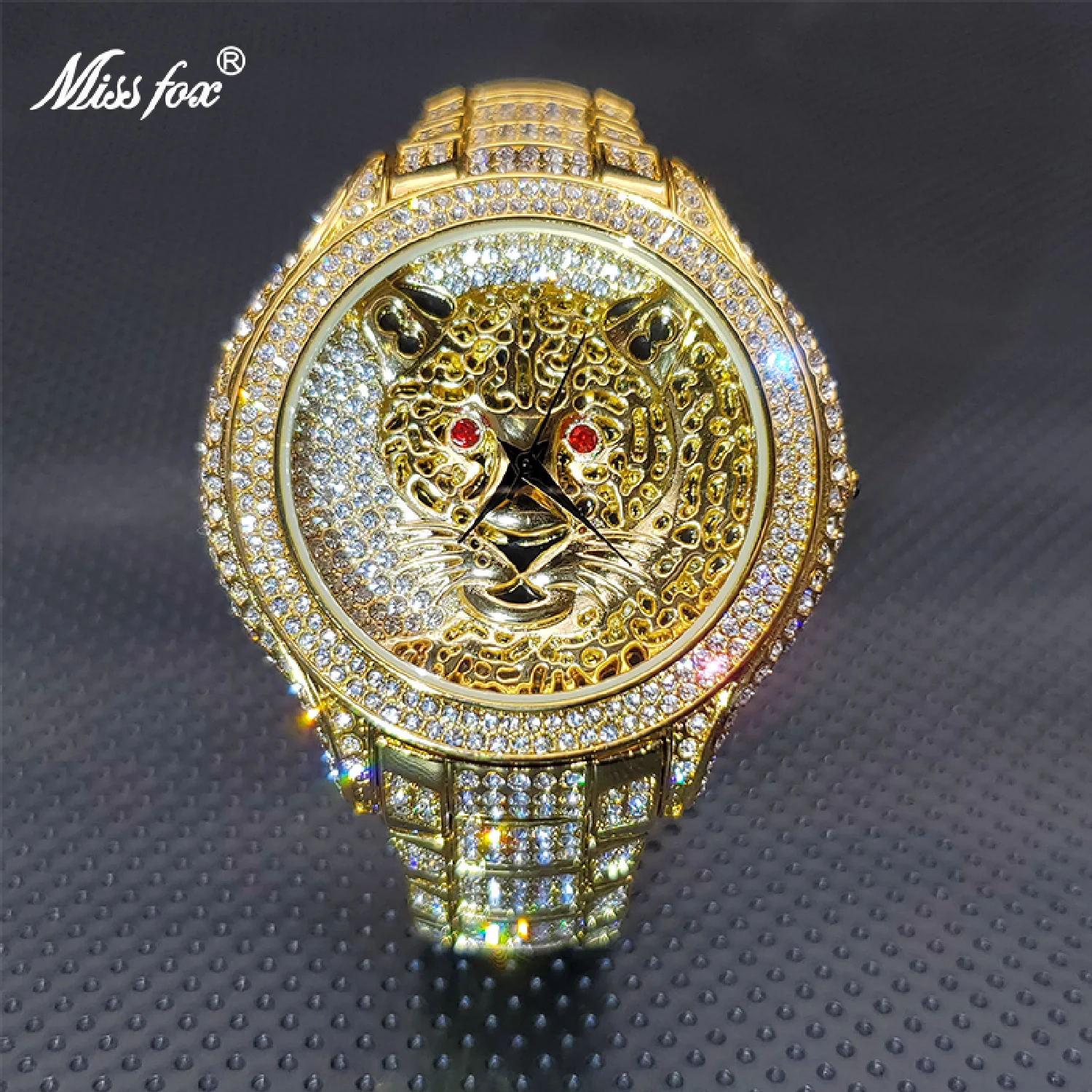 

Montre Homme New Luxury Brand Men's Gold Wristwatch Ice Out Moissanite Tiger Original Waterproof Watches Jewelry Dropshipping