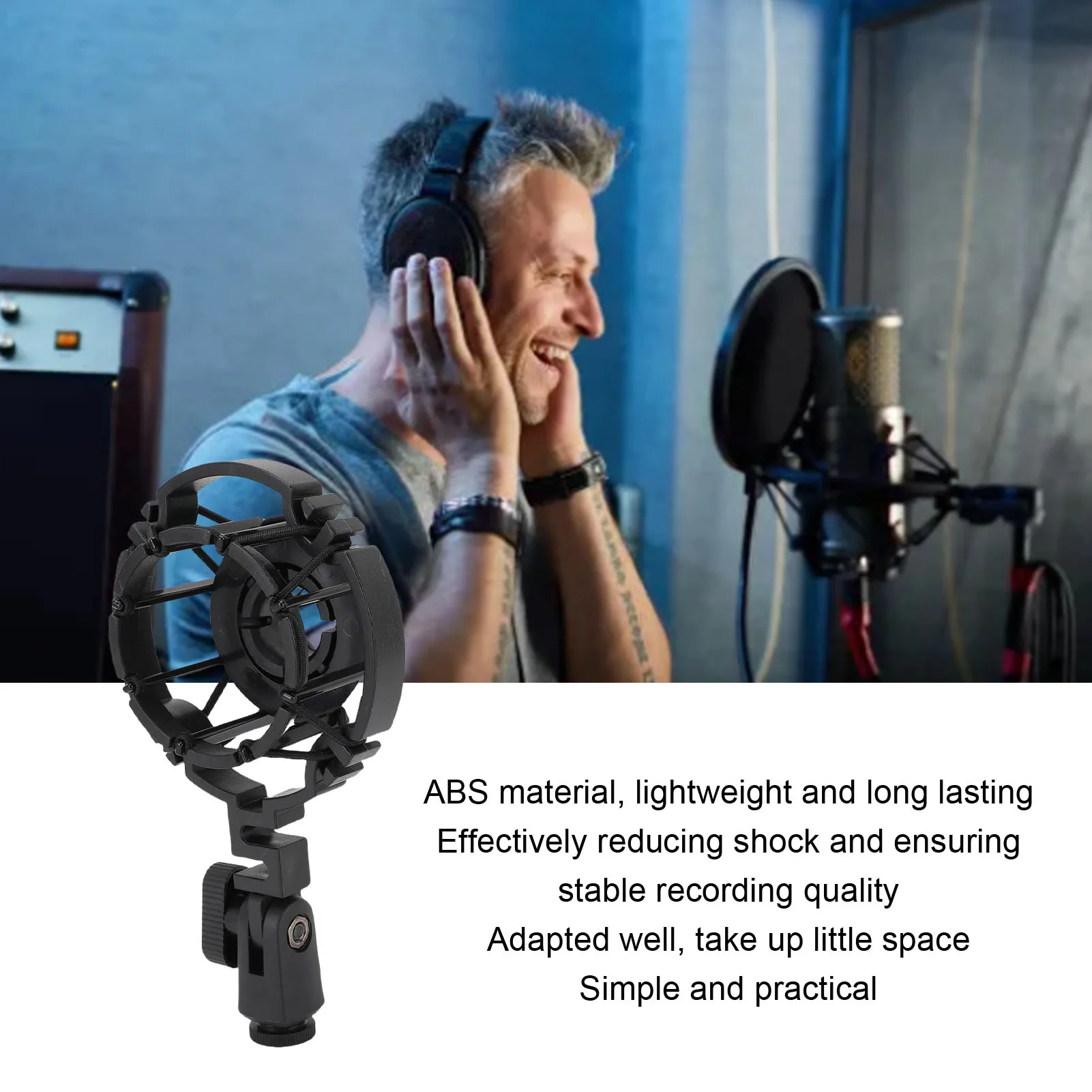 Shock Mount Mic Holder ABS Stable Recording Space Saving Microphone Shock Mount Reduce Vibration Interference for Recording