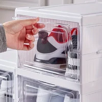 Stackable Shoe Organizer -Dustproof Storage Cabinet with Doors - Durable Plastic Boot and Accessory Rack 6