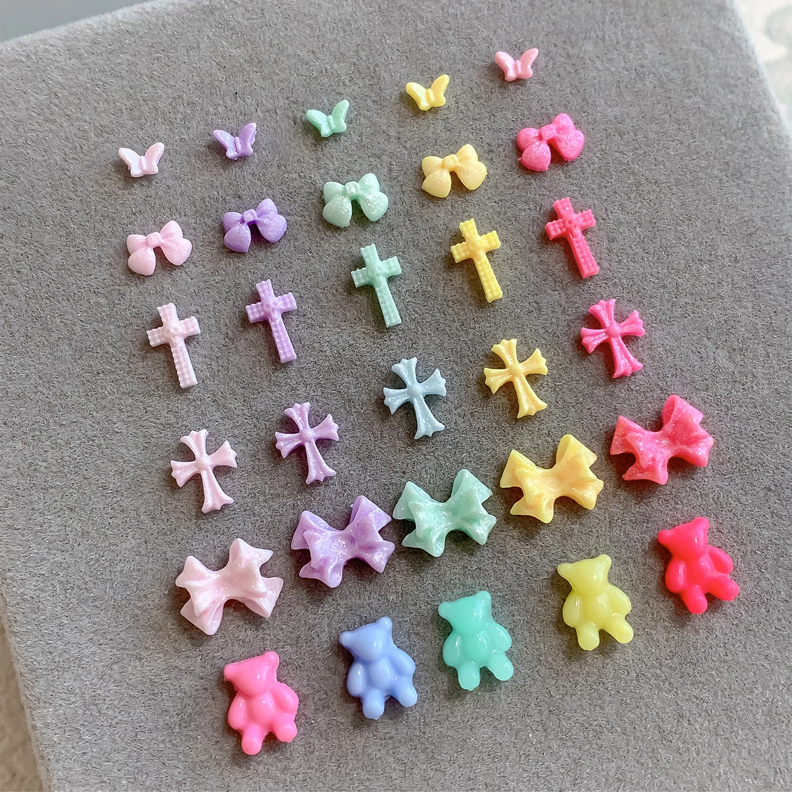 Exquisite and versatile mixed butterfly cross nail accessories, mini macaron mixed color, wearable nail accessories wholesale 6