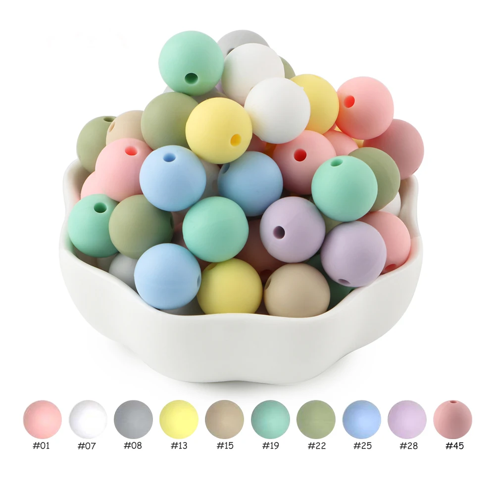 Silicone Round Focal Beads Set - DIY Jewelry Crafting Kit (50 pcs)