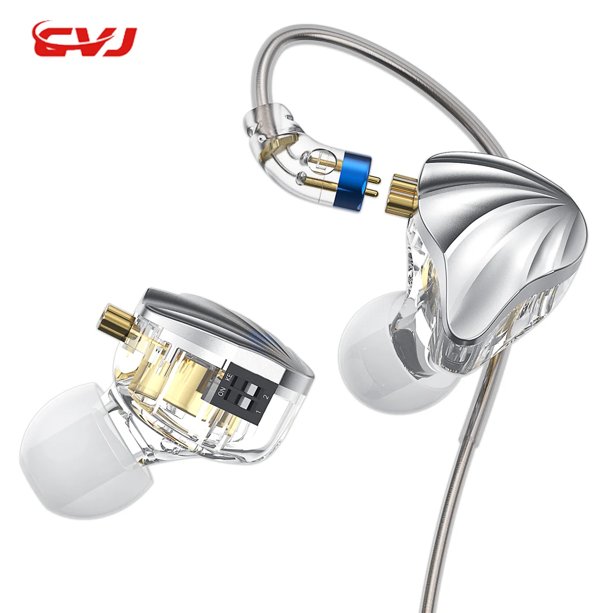 

CVJ Nami Aluminum Magnesium Alloy DD+1BA In-Ear Wired Hybrid Headphone Switch Tuning Replaceable cables Interchangeable Plug 4.4