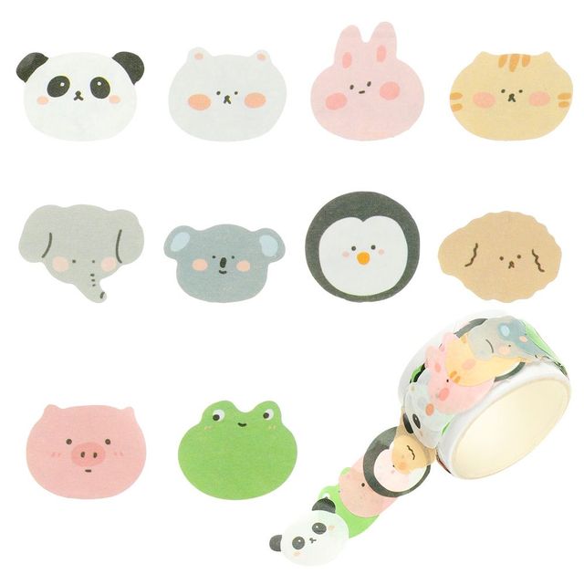 Pcs/pack Round Stickers Dot Paper tape Kawaii Fruit Animals Face Dot Washi Stickers For DIY Crafts Scrapbooking Decorative