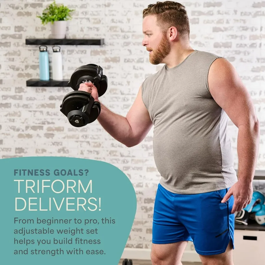 Adjustable Dumbbells Set -43lb Single 3IN1 weights Set & Single with Rack - Quick Adjust, Secure Grip - Compact Hand Weights for