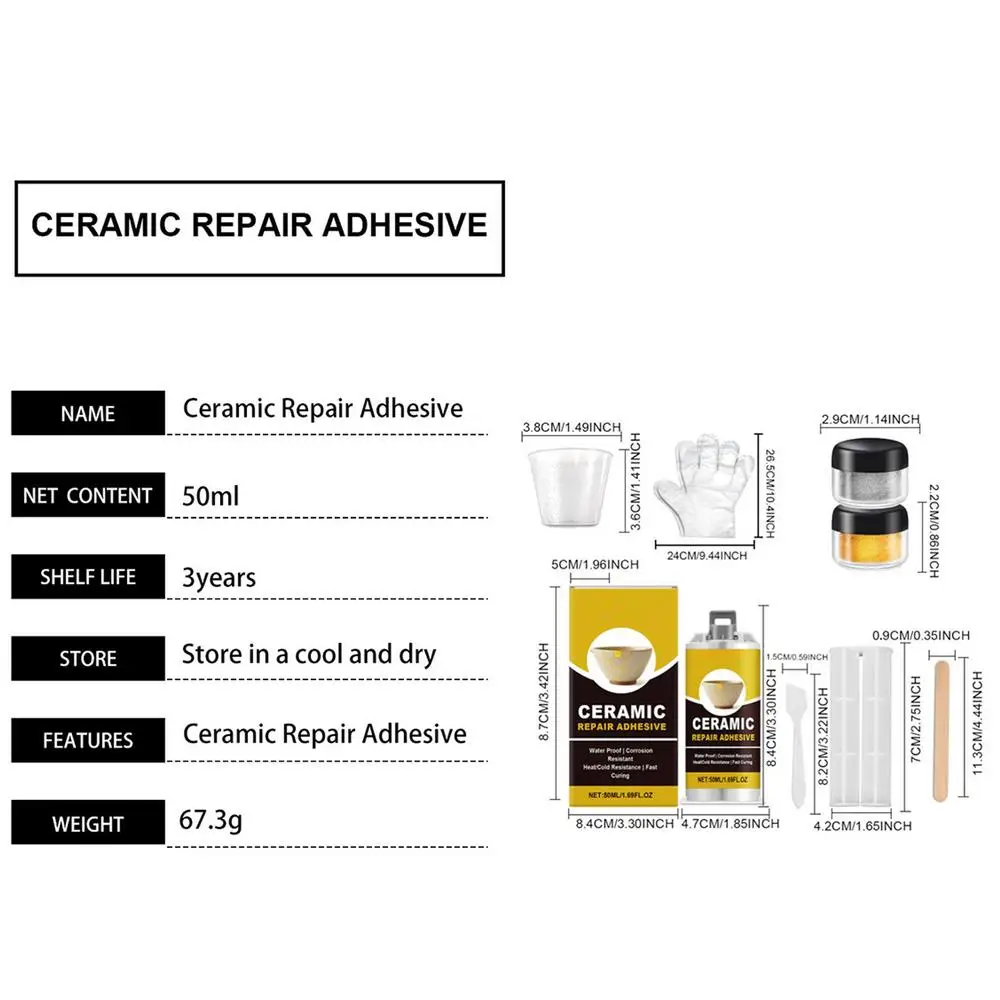 ערכת תיקון קרמיקה Kintsugi בטוחה למזון עם דבק זהב לאמנות קרמיקה שבורת אמנות אמבטיה פיסול שיפוץ