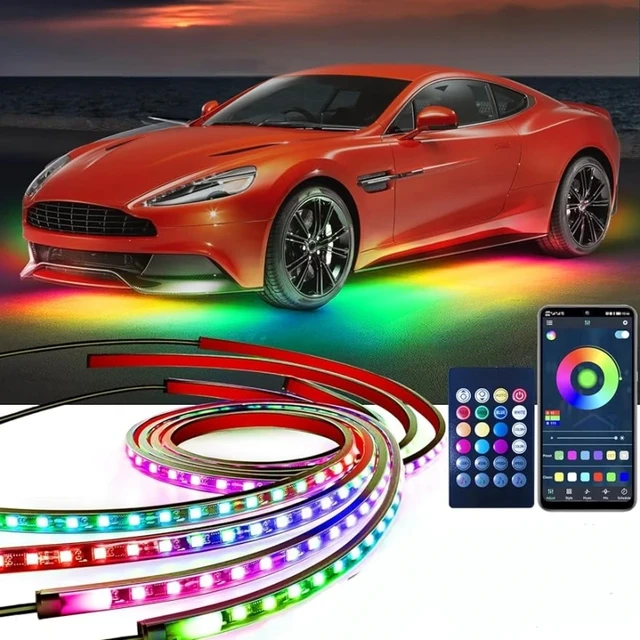 Kit de luces LED para Chasis de coche, lámpara de neón de 12V, iluminación  debajo del cuerpo, luz LED de atmósfera, aplicación de Control de sonido,  tiras flexibles RGB - AliExpress