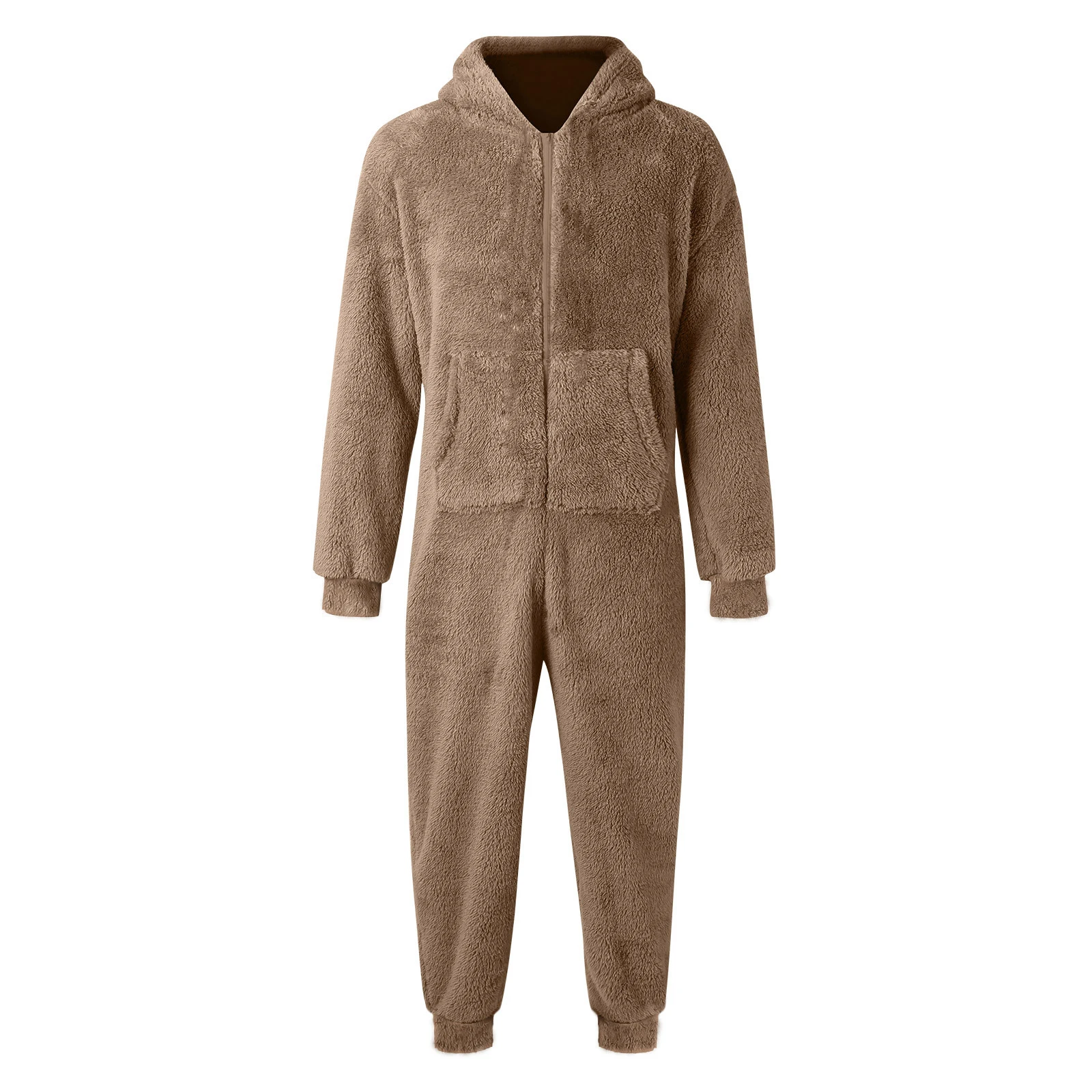 Men's Hooded Jumpsuit Zip Up Pajamas Overalls Winter Warm Fleece Playsuit Jogger Sweatsuit Overall Jogging Romper Tracksuit men jumpsuits