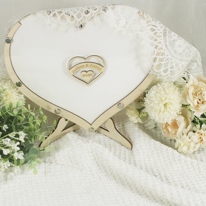 Libro Degli Ospiti Alternativo A Cuore Con 100 Cuori In Legno: Il Tuo Matrimonio Firmato Dagli Invitati