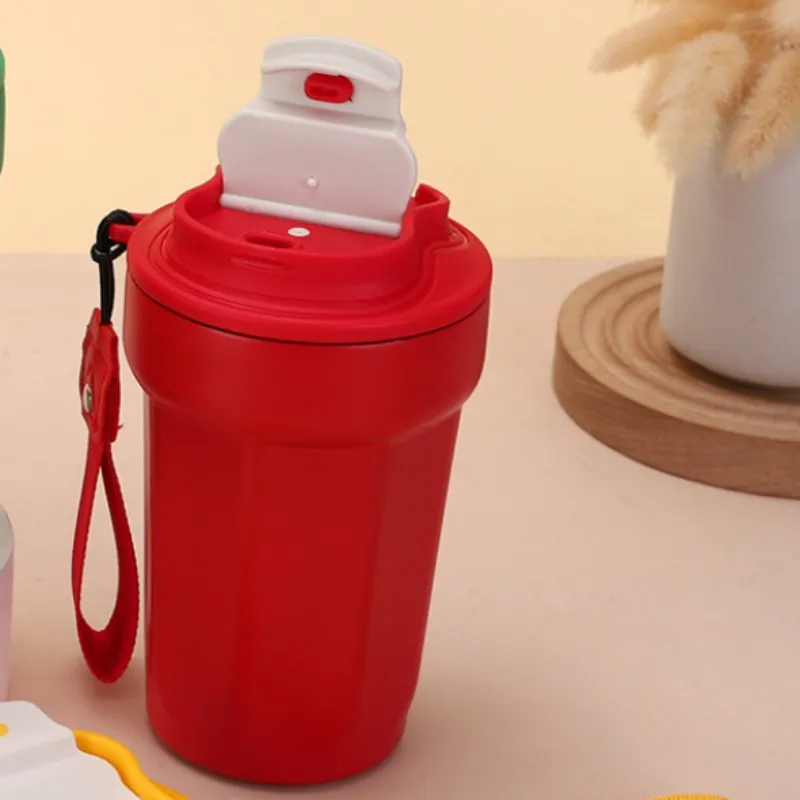 진공 단열 커피컵-450ml 해바라기 노랑 316 스테인리스 스틸 디자인 뚜껑과 스트랩 포함