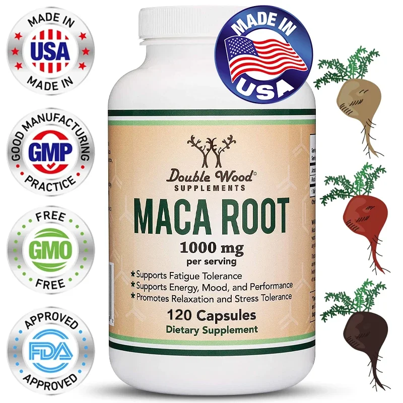 

Maca Root Capsules - Support Healthy Mood and Boost Energy (Black, Red, Yellow Maca Powder - 1,000 Mg Per Serving)