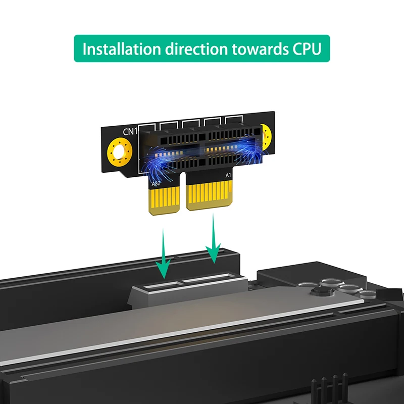 PCIE X1 3.0 90 도 역방향 수-암 라이저 카드, PCI 익스프레스 1X 에서 1X 변환기 어댑터 라이저 보드, 1U 서버 PC용, 20mm