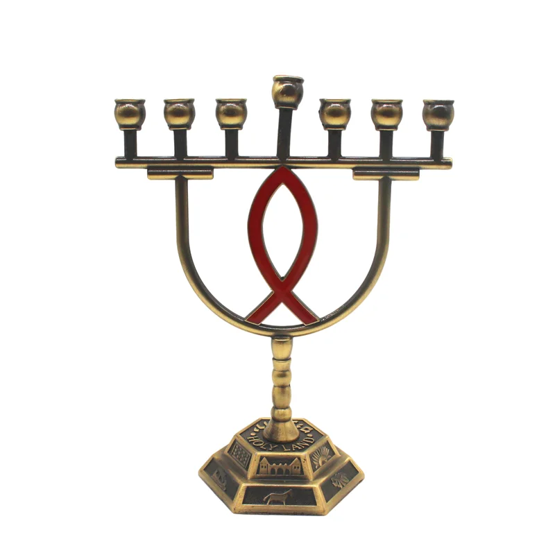 David Star Menorah Home Decoration Jewish 7 Branch Hanukkah Gold Color Alloy Judaism Church Utensils Candelabra