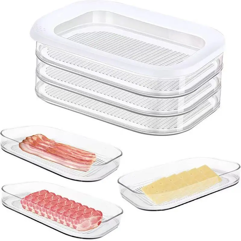 Refrigerator-Safe Stackable Meat Storage Container with Lid